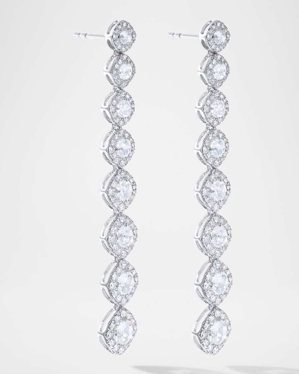 18K White Gold Linear Motif Diamond Drop Earrings